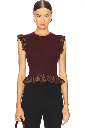 ULLA JOHNSON Leila top en color marrón talla S en - Brown. Talla S (también en XL).