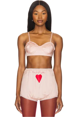 Fiorucci Embroidered satin heart bralette en color rose talla L en - Rose. Talla L (también en M, S, XL, XS).