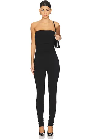 AEXAE Ruched bandeau jumpsuit en color talla XS en - Black. Talla XS (también en S).