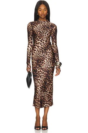 GOOD AMERICAN Vestido midi satin shine funnel neck en color marrón talla 2X en - Brown. Talla 2X (también en 4X, 5X).