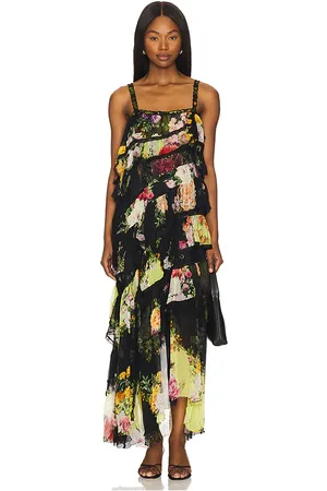 Camilla Vestido de encaje empalmado asymmetric en color negro talla M en - Black. Talla M (también en XS).