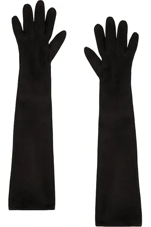 Manokhi Guantes largos de terciopelo en color talla 6.5 en - Black. Talla 6.5 (también en 7, 7.5, 8).