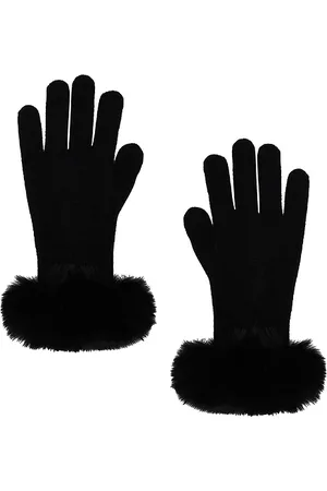 Adrienne Landau Guantes the lucie faux fur en color negro talla all en - Black. Talla all.