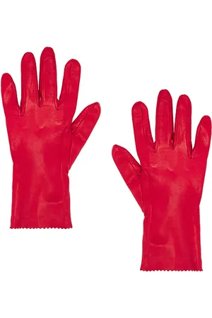 Manokhi Guantes cortos de cuero en color talla 6.5 en - Red. Talla 6.5 (también en 7, 7.5, 8).