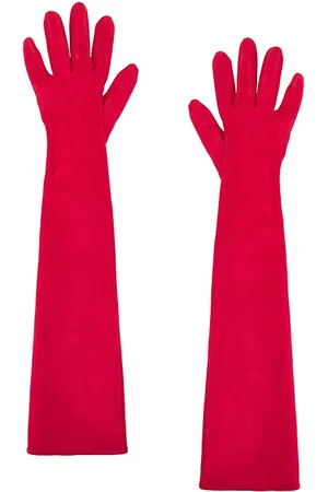 Manokhi Guantes largos de gamuza en color talla 6.5 en - Red. Talla 6.5 (también en 7, 7.5, 8).