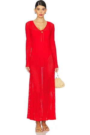 Simkhai Vestido midi ojal elton en color rojo talla L en - Red. Talla L (también en M, S, XS).