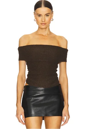 LOBA Soledad off the shoulder top en color marrón talla M en - Brown. Talla M (también en S, XL).