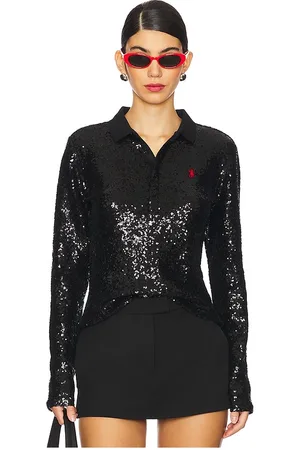 Ralph Lauren Polo de manga larga con lentejuelas en color negro talla S en - Black. Talla S (también en XS).