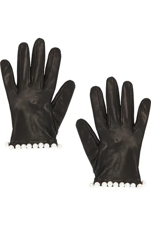 Manokhi Guantes cortos de piel con perlas en color talla 6.5 en - Black. Talla 6.5 (también en 7, 7.5).