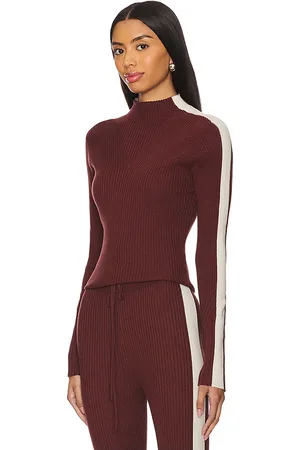 Varley Wilshire mock neck knit top en color burgundy talla L en - Burgundy. Talla L (también en M, XL, XS).