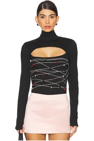 SUSAN FANG Beaded long sleeve top en color talla S en - Black. Talla S (también en XS).