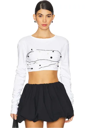 SUSAN FANG Beaded long sleeve top en color talla S en - White. Talla S (también en XS).