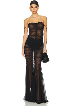 Norma Kamali Vestido strapless de cola de pez con frunces en la parte delantera en color talla L en - Black. Talla L (también
