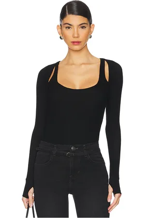Michael Lauren Stanfield long sleeve fitted scoop neck with cutouts en color talla L en - Black. Talla L (también en M, S