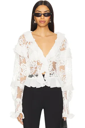 For Love & Lemons Top manga larga holiday lace en color talla M en - White. Talla M (también en XS).