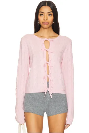 Ganni Cárdigan cashmere mix tie string en color rosado talla L en - Pink. Talla L (también en XS).