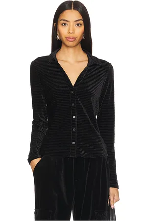 Sanctuary Textured velvet button up top en color talla L en - Black. Talla L (también en M, S, XL, XS, XXS).