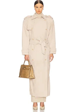 Helsa Abrigo suede trench en color neutral talla L en - Neutral. Talla L (también en M, S, XL, XS, XXS).