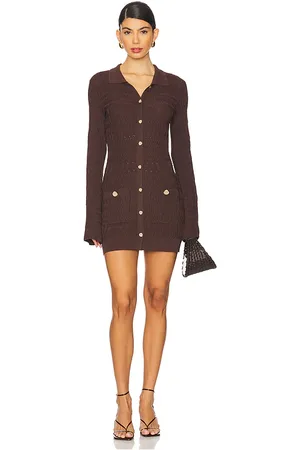 DEVON WINDSOR Minivestido manga larga leona en color marrón talla S en - Brown. Talla S (también en XS).