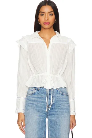 Free People Blusa solid daybreak en color blanco talla L en - White. Talla L (también en M, XL, XS).