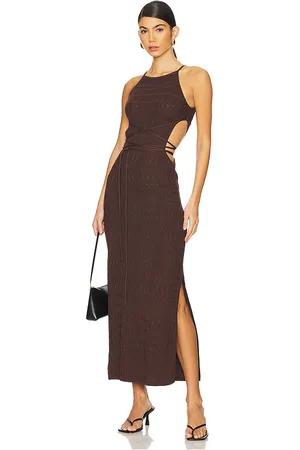 DEVON WINDSOR Maxivestido con corte monroe en color marrón talla L en - Brown. Talla L (también en M).