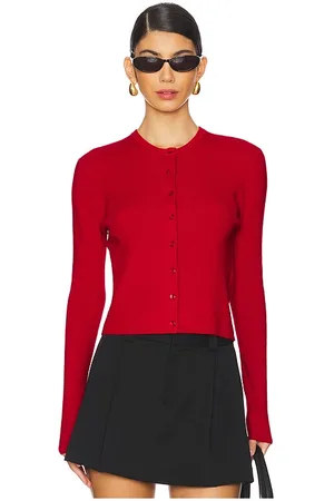 White + Warren Top manga larga en color rojo talla L en - Red. Talla L (también en M, XS).