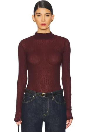 Frame Cuello vuelto mixed mesh en color burgundy talla M en - Burgundy. Talla M (también en XS).