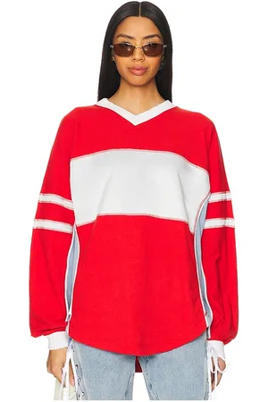 Free People X fp movement rugby ready layer top en color rojo talla L en - Red. Talla L (también en M, S, XS).