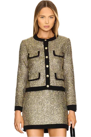 Amanda Uprichard Chaqueta paxton en color oro metálico talla L en - Metallic Gold. Talla L (también en M, S, XL, XS).