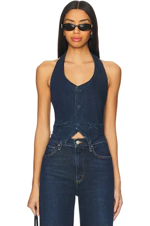 GOOD AMERICAN Chaleco halter denim en color denim-dark talla 2X en - Denim-Dark. Talla 2X (también en 5X).