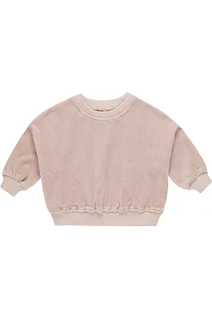 Quincy Mae Sudadera holgada de terciopelo en color talla 12-18M en - Blush. Talla 12-18M (también en 18-24M, 2-3yr, 4-5yr).