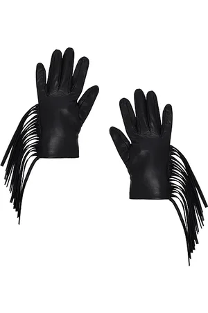 Manokhi Guantes cortos con flecos en color talla 6.5 en - Black. Talla 6.5 (también en 7, 7.5).