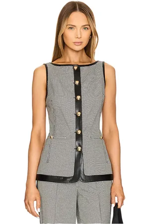Simkhai Blusa sin mangas con botones cressida en color negro, blanco talla 0 en - Black,White. Talla 0 (también en 00, 10, 2