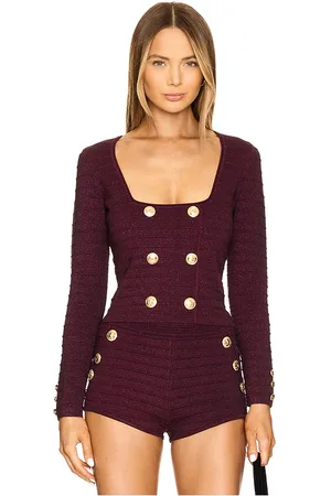 Retrofete Top palabra de honor clemence en color burgundy talla M en - Burgundy. Talla M (también en S, XL, XS, XXL).