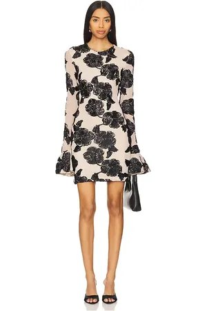 ROTATE Vestido flower mesh mini en color beige talla 34 en - Beige. Talla 34 (también en 36).