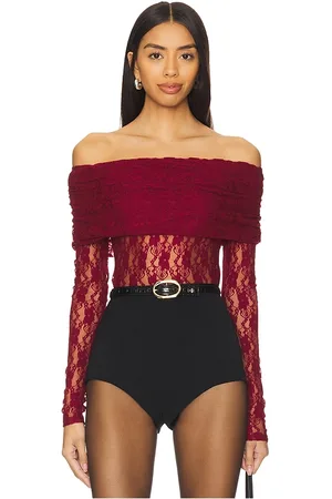 ROTATE Lace long sleeve top en color vino talla 32 en - Wine. Talla 32 (también en 34).