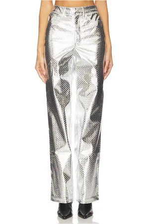 ROTATE Pantalones braided straight en color metálico talla 32 en - Metallic Silver. Talla 32 (también en 34, 38).