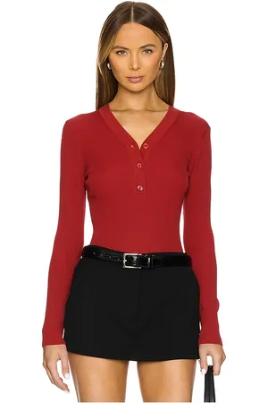 Samsøe Samsøe Top cuello pico en color rojo talla L en - Red. Talla L (también en M).