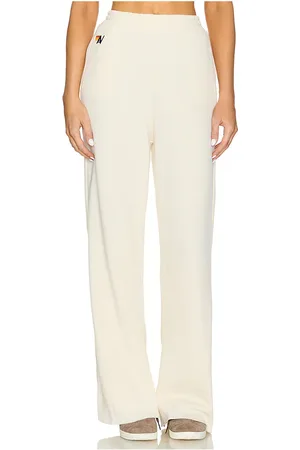 AVIATOR NATION Pantalón deportivo wide leg womens pocket en color crema talla L en - Cream. Talla L (también en M, S, XL