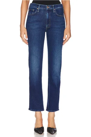 Mother Jeans straight mid rise rider flood en color denim-dark talla 24 en - Denim-Dark. Talla 24 (también en