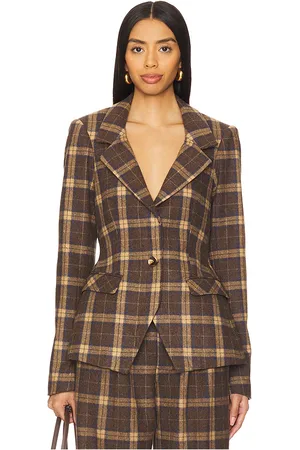 DANIELLE GUIZIO Cooper tartan blazer en color marrón talla S en - Brown. Talla S (también en XS).