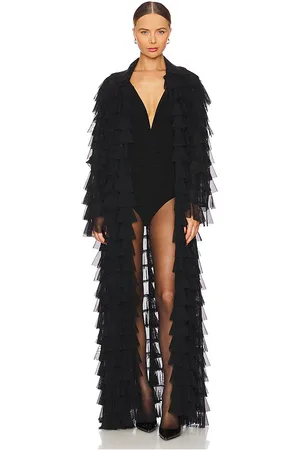 Norma Kamali Abrigo oversize con volantes por todas partes en color talla M en - Black. Talla M (también en XS).