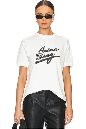 ANINE BING Camiseta jaylin signature en color blanco talla L en - White. Talla L (también en M).