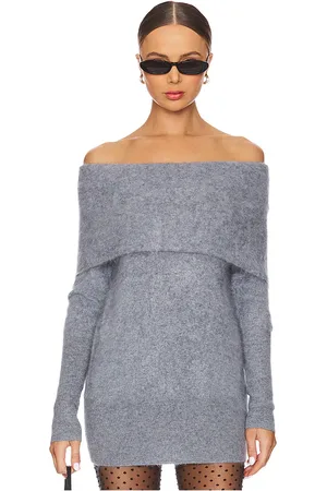 AUTUMN CASHMERE Túnica holgada cepillada con hombros descubiertos en color gris talla M en - Grey. Talla M (también en S, XS).