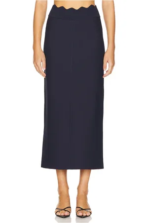 CLEA Falda midi lennon en color azul marino talla M en - Navy. Talla M (también en S, XS).