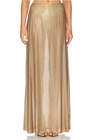 ALEXIS Falda termosellable franca en color oro metálico talla M en - Metallic Gold. Talla M (también en S, XS).