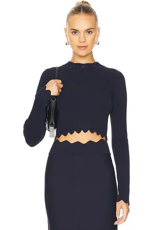 CLEA Top manga larga blanca en color azul marino talla M en - Navy. Talla M (también en XS).