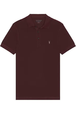 AllSaints Reform short sleeve polo en color vino talla L en - Wine. Talla L (también en M, S).