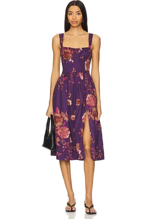Free People Vestido midi laters baby en color morado talla L en - Purple. Talla L (también en XS).