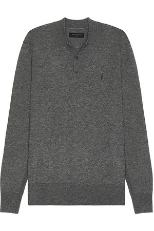 AllSaints Kilburn long sleeve polo en color gris talla M en - Grey. Talla M (también en S).